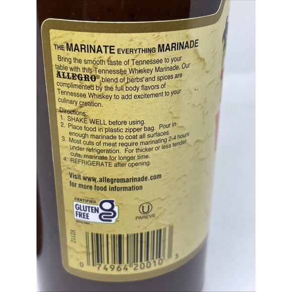 2 BOTTLES Allegro Tennessee Whiskey Marinade Sauce 12.7 oz Meat Rib Gluten Free - Picture 4 of 4